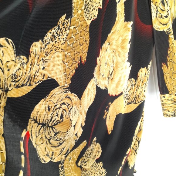 LS Collections Accordion Pleat Open Front Novelty Lion Tiger Jacket Black Size L - Picture 9 of 14